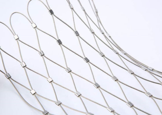 Cina 7 X 7 Wire Rope Netting, Stainless Steel Rope Mesh Untuk Kandang Kebun Binatang Aviary pemasok